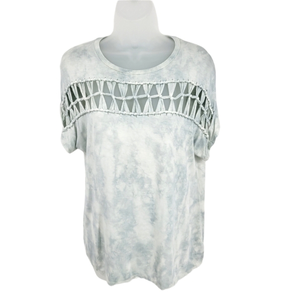 American Eagle Outfitters Tops - American Eagle Blue Tie Dye Knotted Cut Out Tee Size S